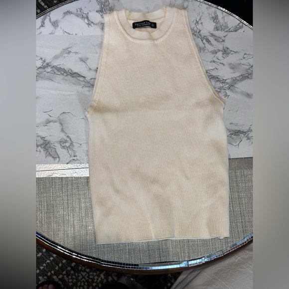 Emerson Lang Women’s Tank Cream Ribbed Sleeveless Top Viscose Small - Picture 10 of 13